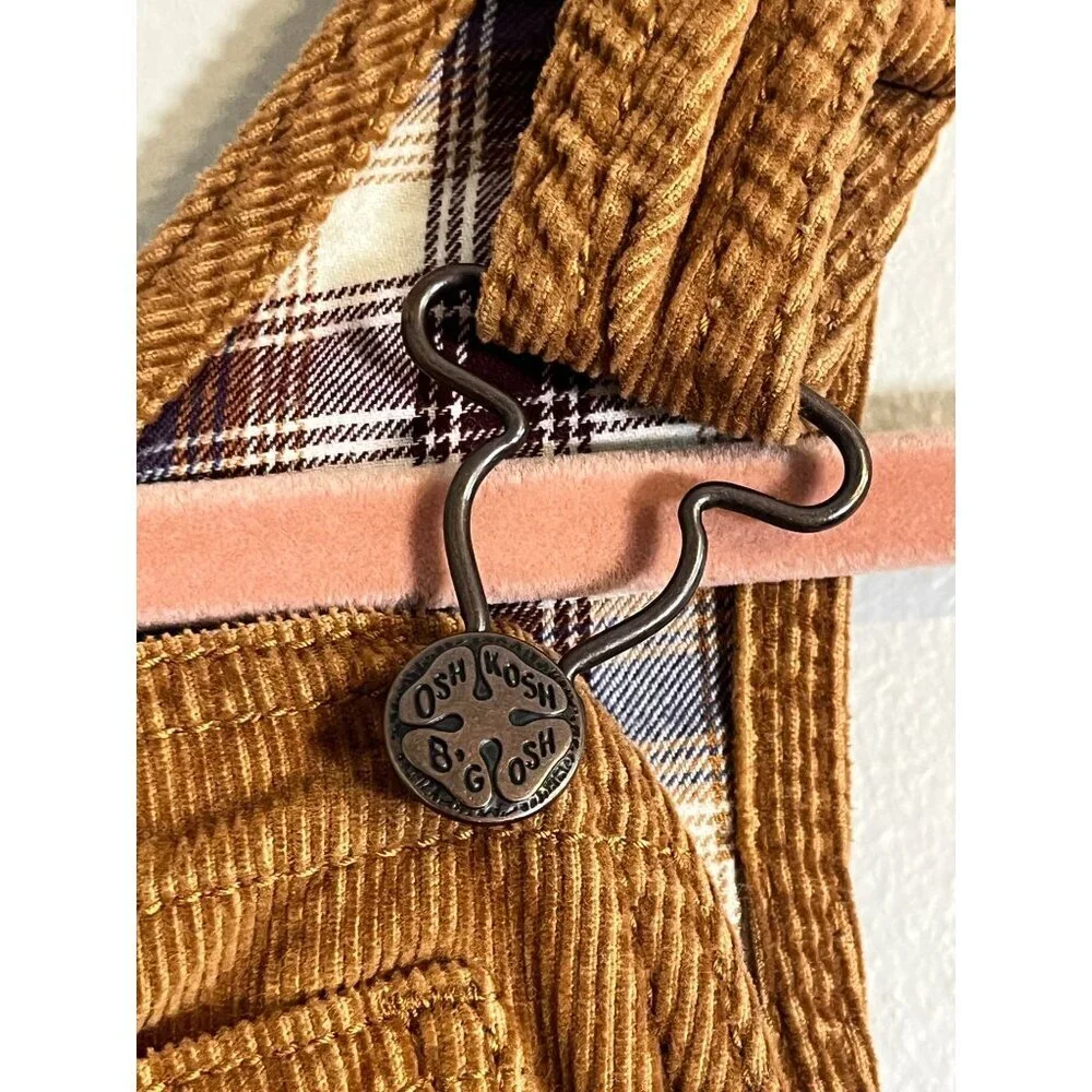 OshKosh Corduroy Overalls Tan 4T Western Boho Festive Neutral Preppy Classic